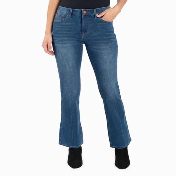 Nicole Miller Size 12 Mid Rise Bootcut Embroidered Pockets Dk Wash Jeans - Picture 1 of 12